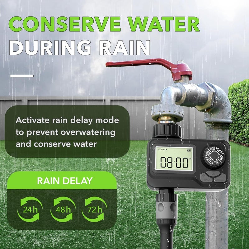 BN-LINK BN LINK Programmable Sprinkler Timer with Rain Delay – Waterproof Digital Water Timer for Garden Hoses, Manual & Automatic Irrigation System, 1 Outlet - Image 3